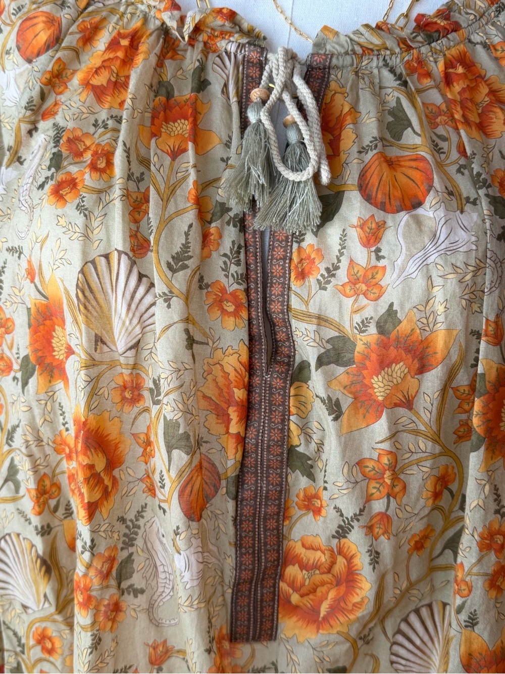 147~ Spell & The Gypsy Collective Boho Floral Peasant Top - Orange Floral Large - Picture 2 of 14